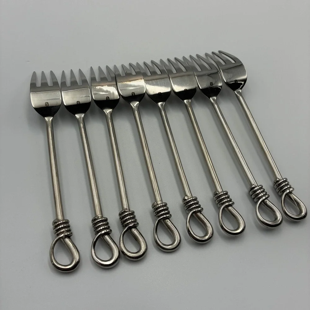 Gourmet Settings Twist and Shout Salad Forks 18/10 Stainless Steel Set of 8